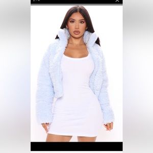 Fashion nova make you cozy crop puffer jacket blue size xs